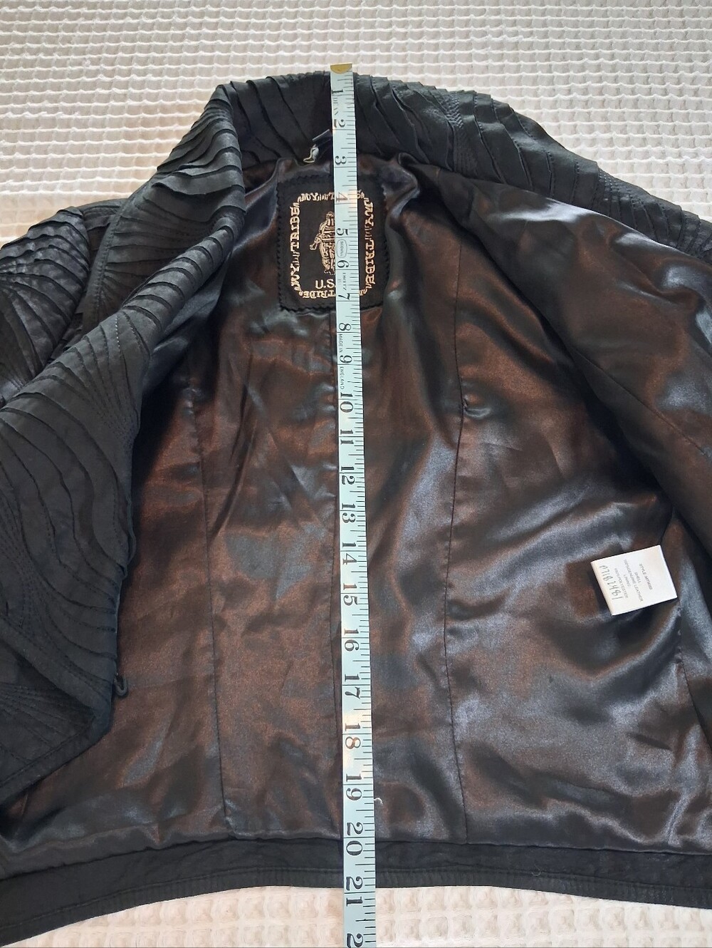 My Tribe Womens Black Leather Moto Jacket Shawl Collar Size XS - Picture 13 of 16